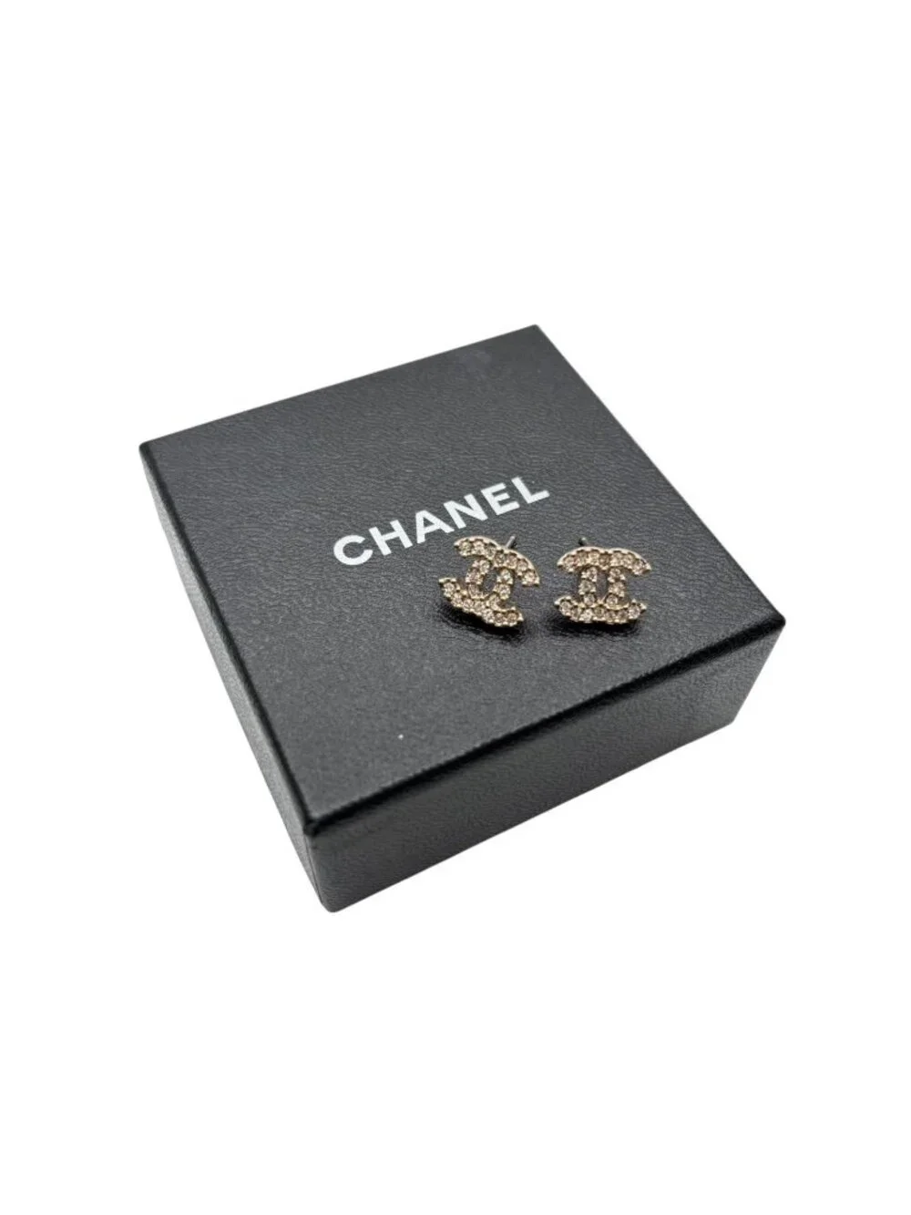 Chanel CC Logo Rhinestone Earrings 02 Gold